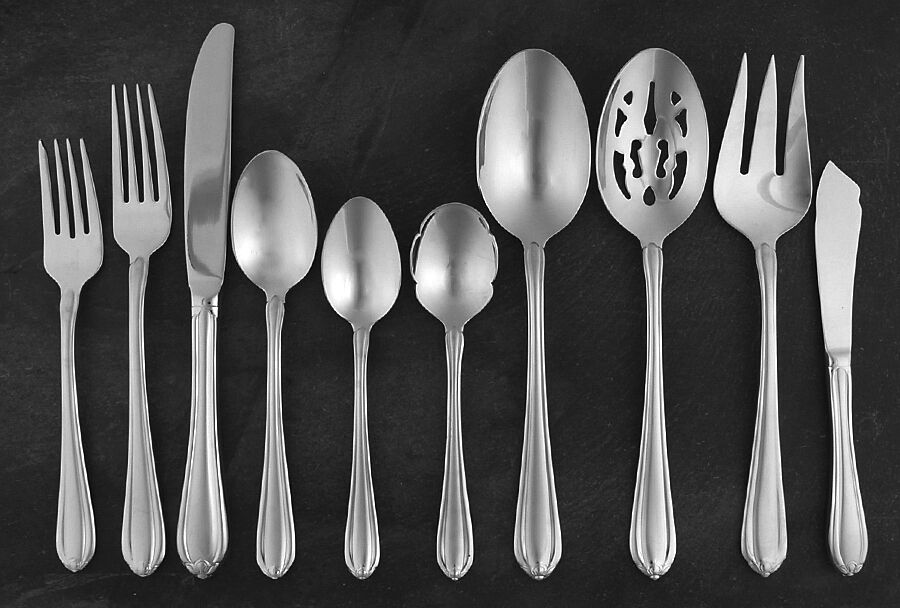 Gorham Silver Melon Bud Frosted (Stainless) 45 Piece Set