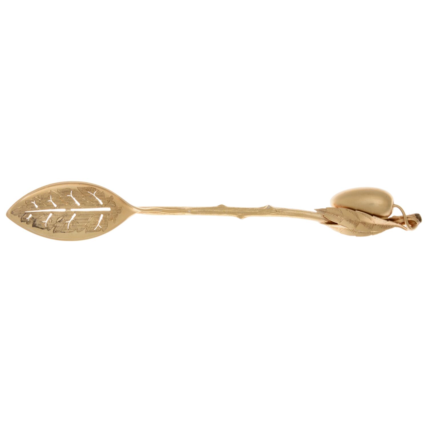 No. 267 (Sterling) Bright Cut Pierced Bowl Long Handle Olive Spoon by Gorham Silver-1