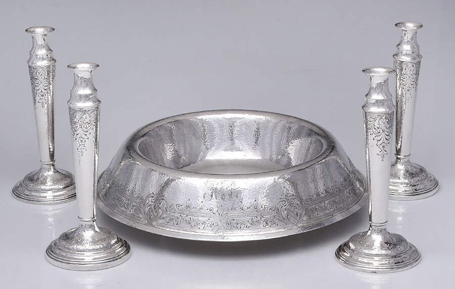 1317A (Sterling, Hollowware) Centerpiece w/4 Candlesticks (CTRF16 + 4 CAS10) by Gorham Silver-1