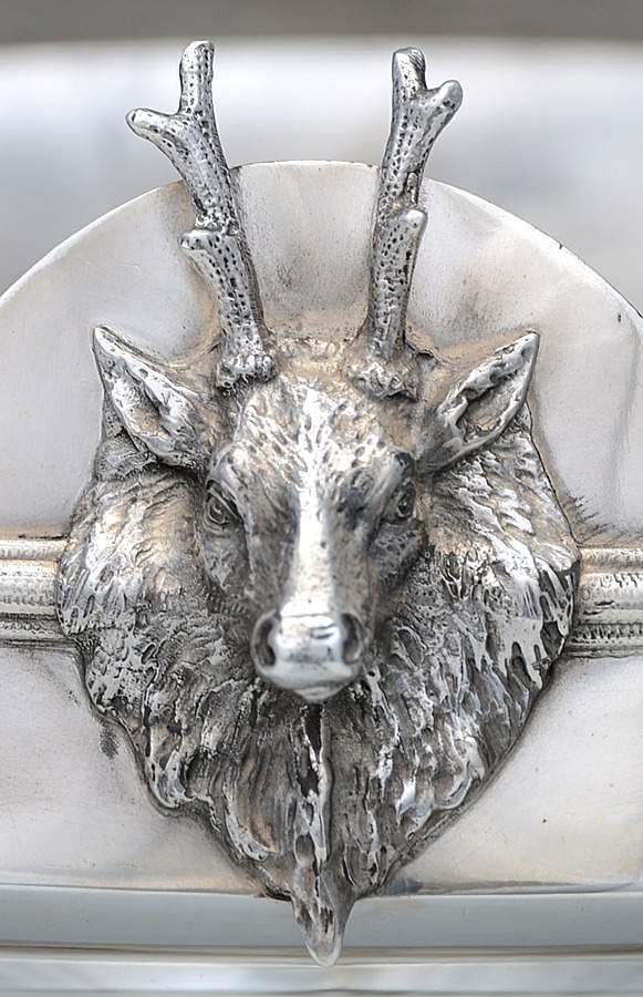 Saxon Stag (Sterling, Hollowware) 9" Handled Basket by Gorham Silver-2