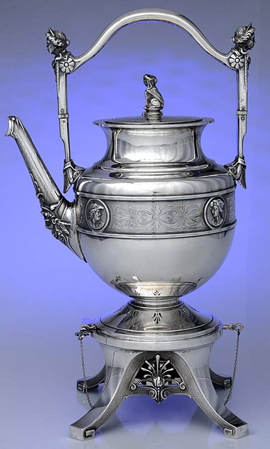 Medallion (Coin, Hollowware) Kettle, Stand & Burner by Gorham Silver-1