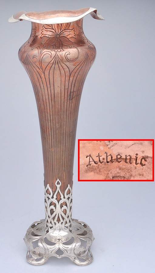 Athenic (Sterling, Hollowware) Copper w/Sterling Accent Trumpet Vase by Gorham Silver-1