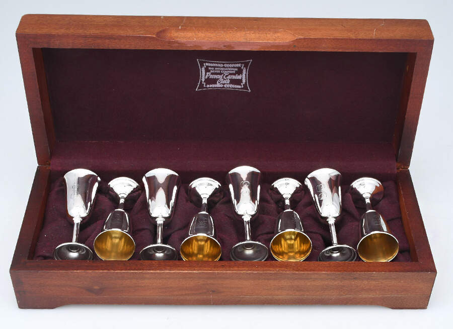 Lord Saybrook (Sterling, Hollowware) Cordial - Set of 8 with Wood Case by International Silver-1