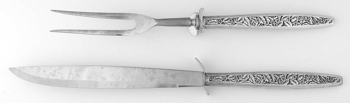 International Silver Valencia (Sterling, 1965) Large 2-Piece Roast Carving Set w/Stainless Blade