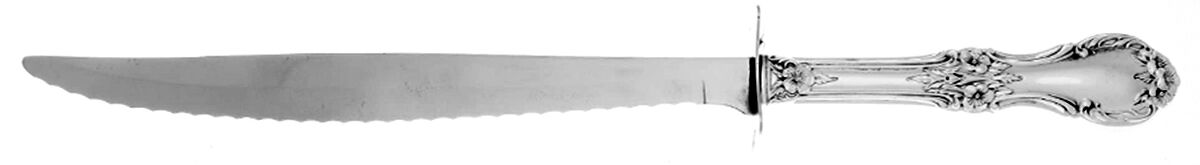 International Silver Wild Rose-New (Sterling,1948, New,No Monos) Large Stainless Blade Roast Carving Knife