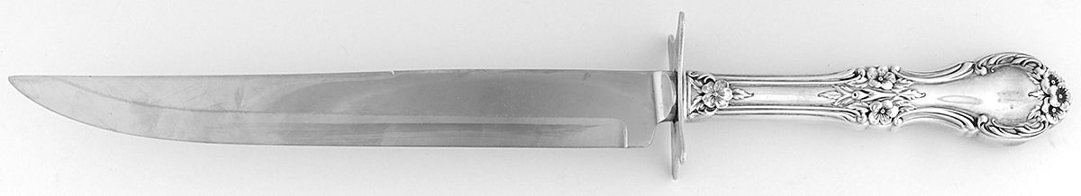 International Silver Wild Rose-New (Sterling,1948, New,No Monos) Large Stainless Blade Roast Carving Knife