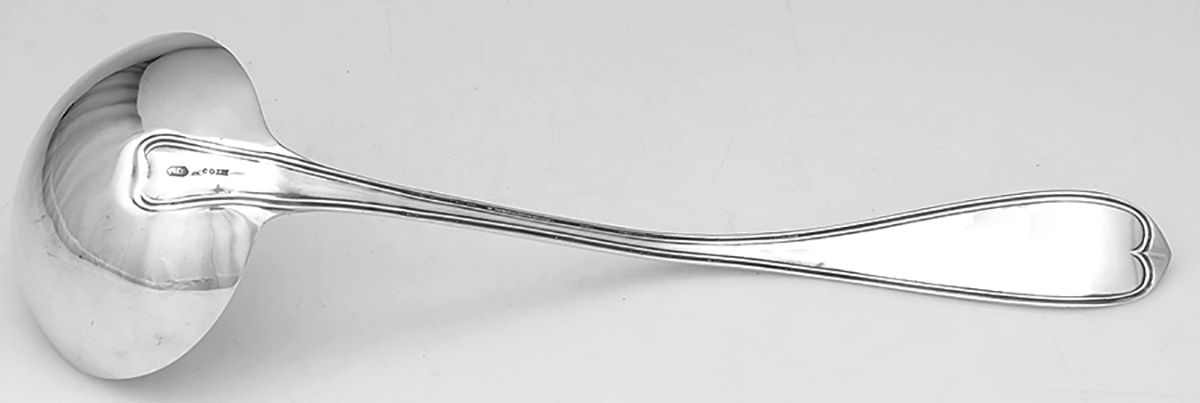 Coin Silver Flatware Solid Soup Ladle by James Watts Silver-2