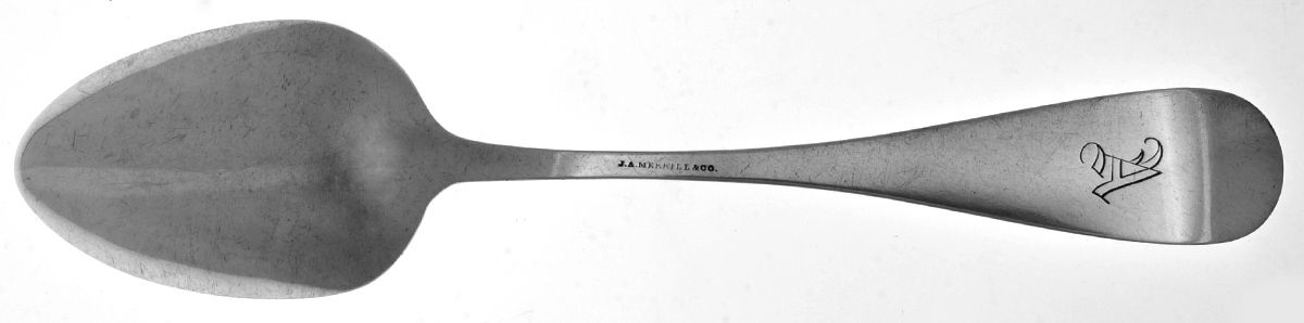 Coin Silver Flatware Tablespoon (Serving Spoon) by J.A. Merrill-2