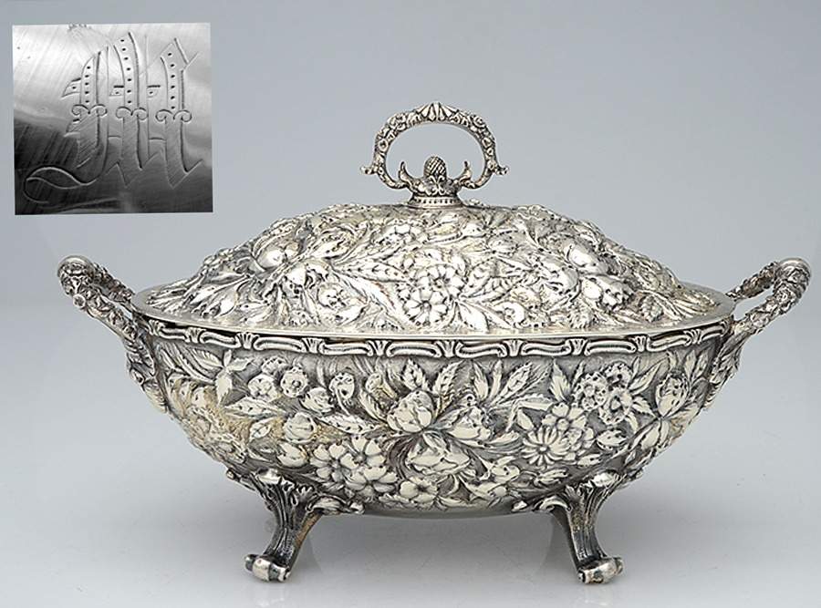 Repousse (Coin, Hollowware, No Landscape) Small Tureen & Lid by Kirk Stieff-7