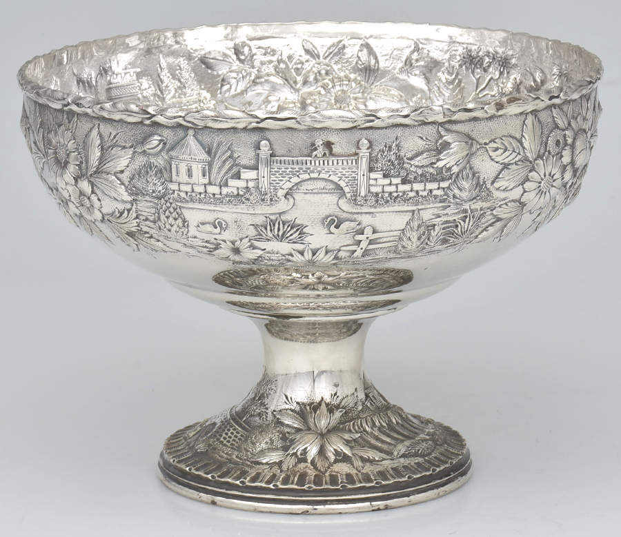 Repousse-Full Chsd-Landsc(925-1000) 8" Fruit Serving Bowl by Kirk Stieff-5