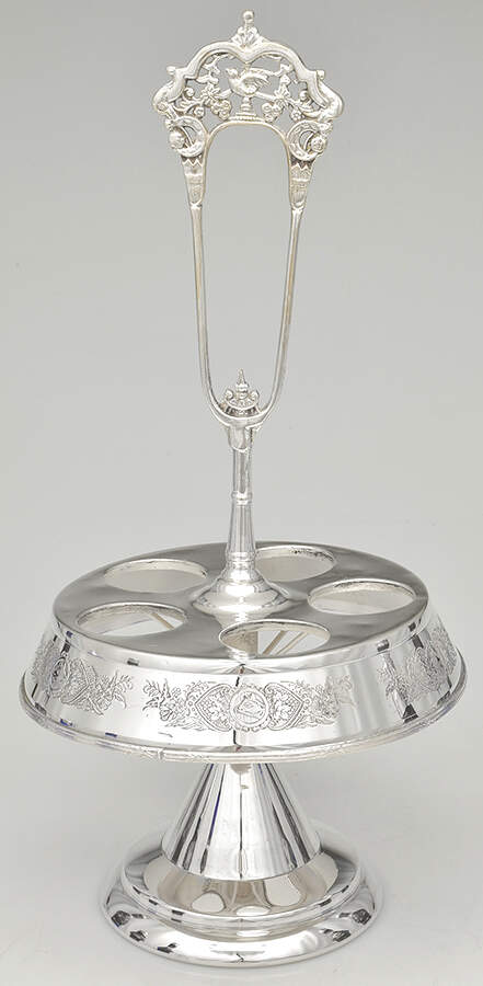Silverplate Hollowware Cruet Set (5 Crystal Bottles with Stand) by Mermod,Jaccard&King-4