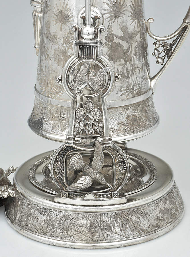 43 (Silverplate, Hollowware) Pitcher with Hinged Lid,Tilting Stand & 1 Goblet by Meriden Britannia -3