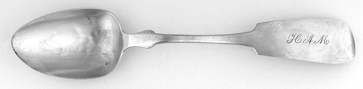 Coin Silver Flatware Tablespoon (Serving Spoon) by Philo Dubois-1