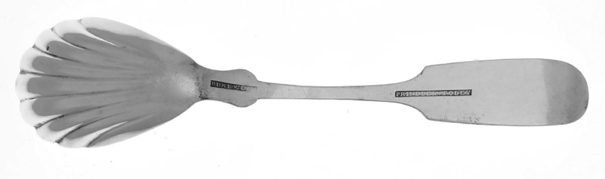 Coin Silver Flatware Sugar Shell Spoon by Prindle & Tobey-2