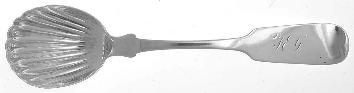 Coin Silver Flatware Sugar Shell Spoon by Palmer & Bachelder-1