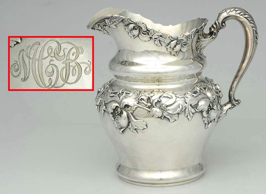 Les Cinq Fleurs (Sterling, Hollowware) Sterling Water Pitcher by Reed & Barton-6