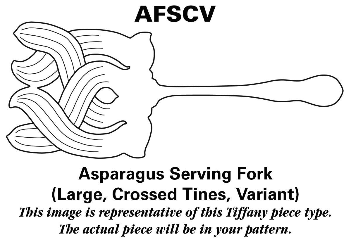 Tiffany & CO SILVER Olympian Gold (Sterling,1878,Gold Vermeil) Large Solid Variant Cross TinesAsparagus Srvg Fork