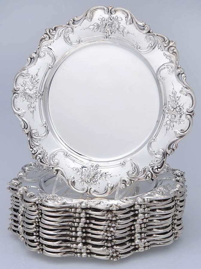 4389 (Sterling, Hollowware) (Set of 12) 10" Dinner Plates by Redlich-1