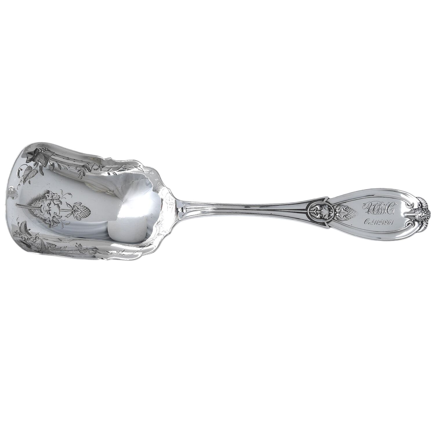 Grecian (Sterling, 1880) Bright Cut Solid Serving Berry Scoop by Tiffany & CO SILVER-1
