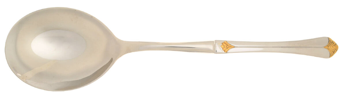 Towle Silver Santa Barbara Gold (Stainless) Casserole Spoon with Smooth Stainless Bowl HC