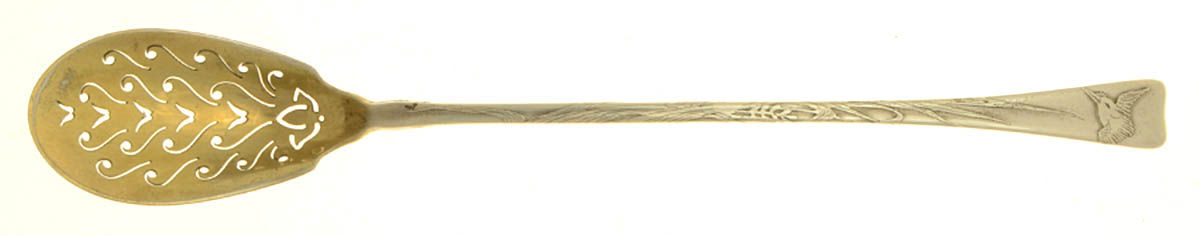 Tiffany & CO SILVER Lap-Over-Edge (Acid Etched) Monogrammed Long Olive Spoon
