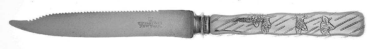 Lap-Over-Edge (Acid Etched) Orange Knife with Silverplate Blade by Tiffany & CO SILVER-1