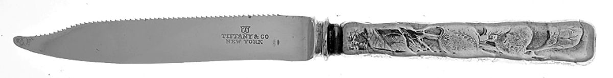 Lap-Over-Edge (Acid Etched) Orange Knife with Silverplate Blade by Tiffany & CO SILVER-1