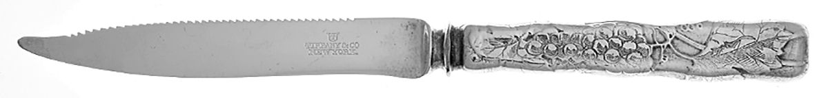 Lap-Over-Edge (Acid Etched) Orange Knife with Silverplate Blade by Tiffany & CO SILVER-1