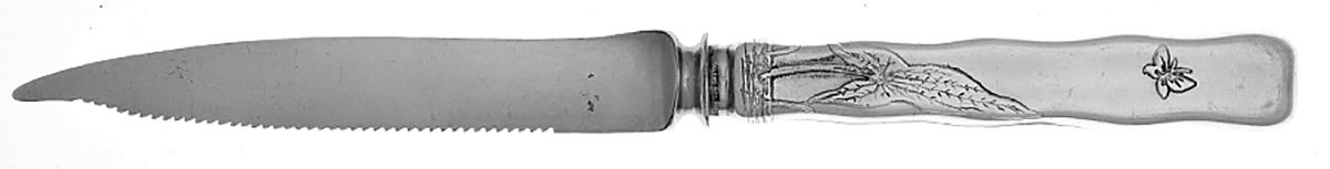 Lap-Over-Edge (Acid Etched) Orange Knife with Silverplate Blade by Tiffany & CO SILVER-2