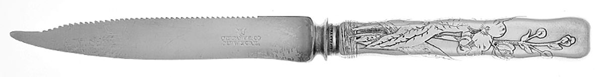 Lap-Over-Edge (Acid Etched) Orange Knife with Silverplate Blade by Tiffany & CO SILVER-1