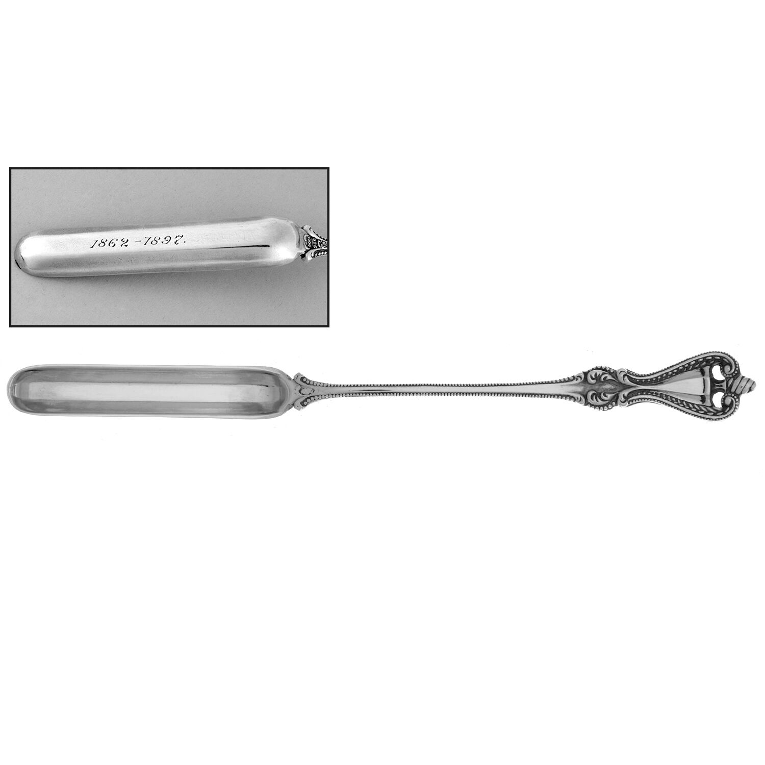 Old Colonial (Sterling, 1895, Monograms) Marrow/Bone Scoop, Solid Piece by Towle Silver-1