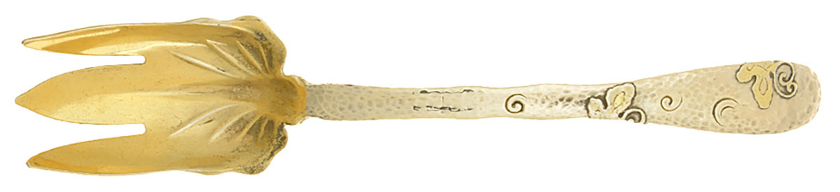 Tiffany & CO SILVER Lap-Over-Edge (Applied) Oversize Solid Salad Servng Fork