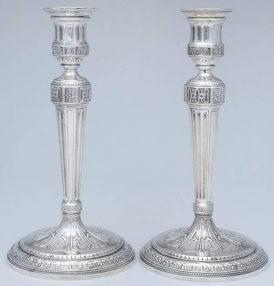 18723 (Sterling, Hollowware) Pair of Weighted Candlesticks with Bobeche by Tiffany & CO SILVER-1