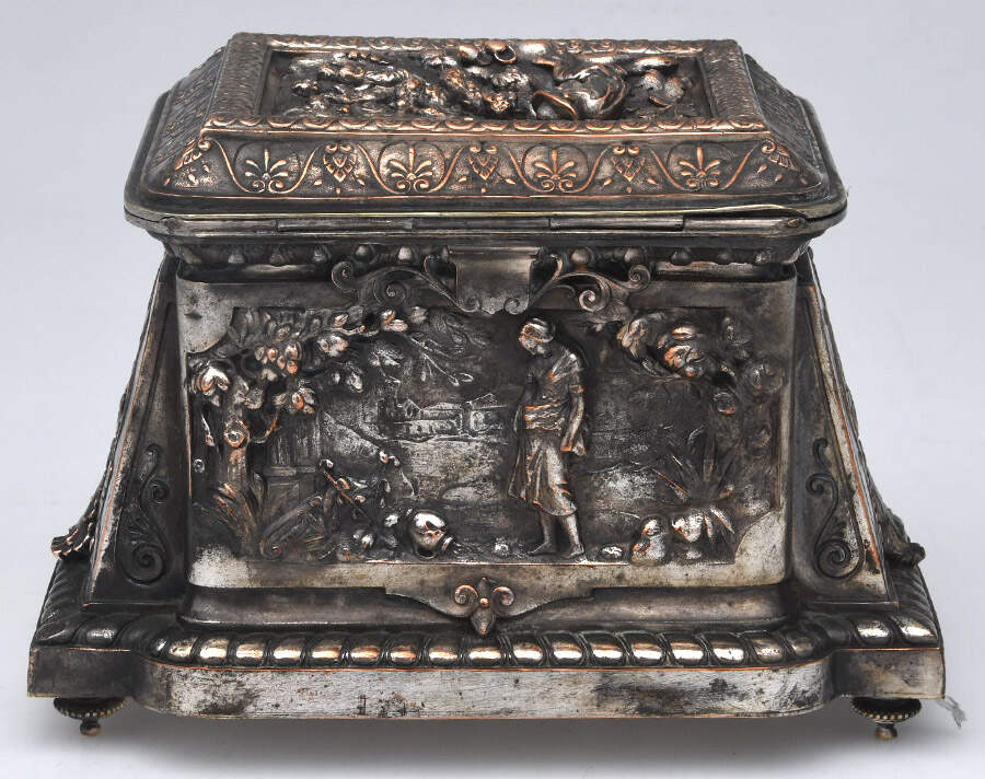 Silverplate Hollowware Jewelry Box with Hinged Lid by T Hingre-2