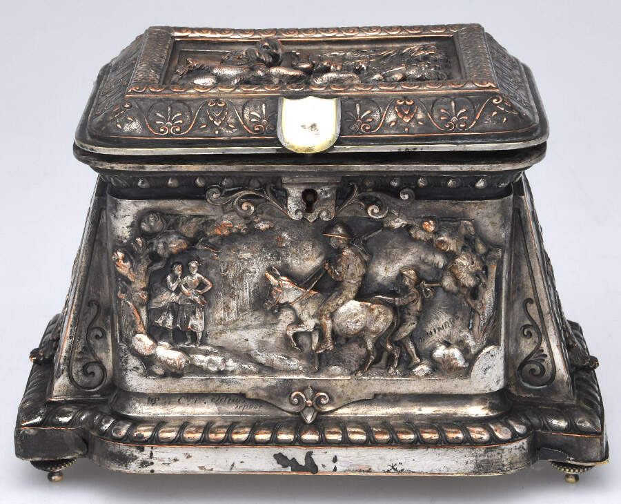 Silverplate Hollowware Jewelry Box with Hinged Lid by T Hingre-1