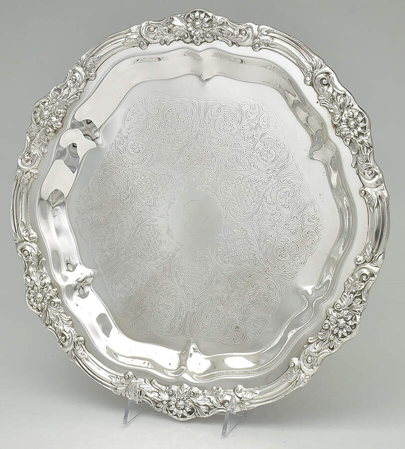 Silverplate Hollowware 14" Round Tray by Unknown Manufacturer-1