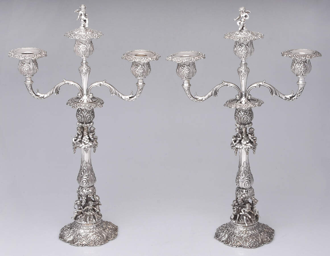 800-1 (Sterling, Hollowware) 3 Lt Candelabra, Solid W Bobech & Snuffer Finl S/2 by Unknown Manufacturer-1