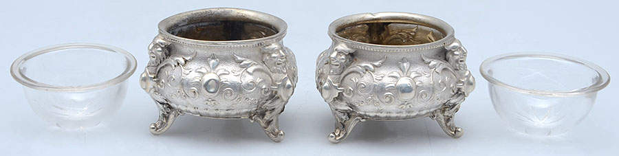 Germany Sterling Hollowware Master Open Salt with Clear Liner - Set of 2 by Unknown Manufacturer-3