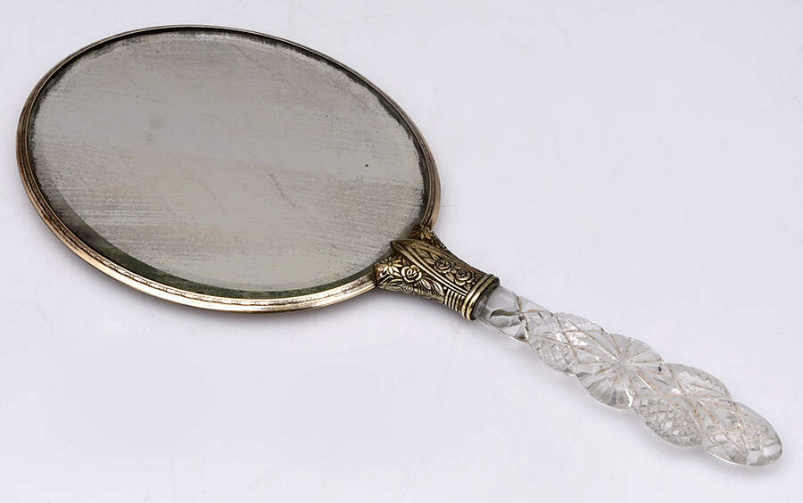 Gold Electroplate Hollowware Mirror with Handle by Unknown Manufacturer-2