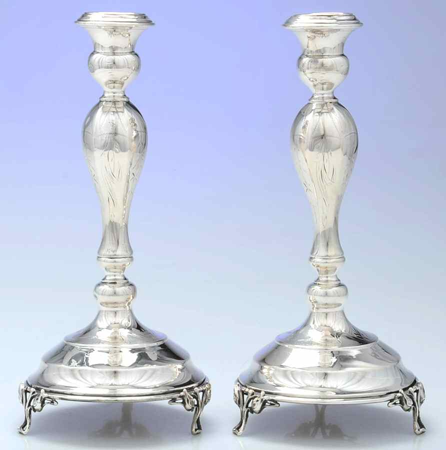 Austria Sterling Hollowware Pair of 10" Candlesticks by Unknown Manufacturer-1