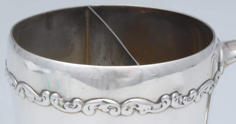 Louis XV (Sterling, 1891, Hollowware) Child's Cup with Attached Strainer by Whiting Manf Co-2