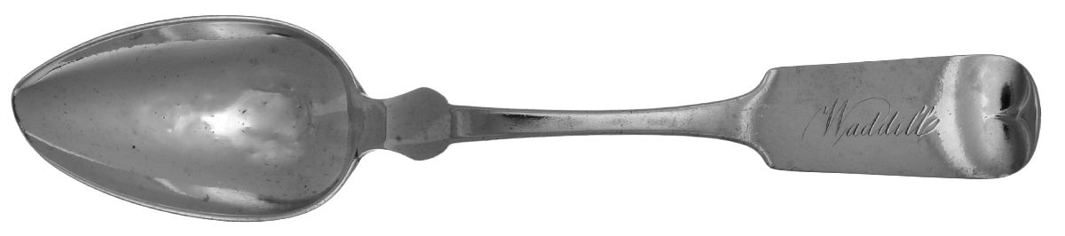 Coin Silver Flatware Tablespoon (Serving Spoon) by John L Westervelt-1