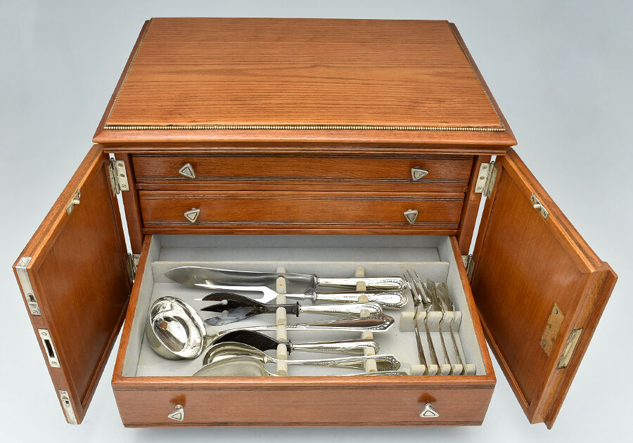 Roses-Roschen (Silverplate) 97 Piece Estate Set with Chest by WMF Flatware-6