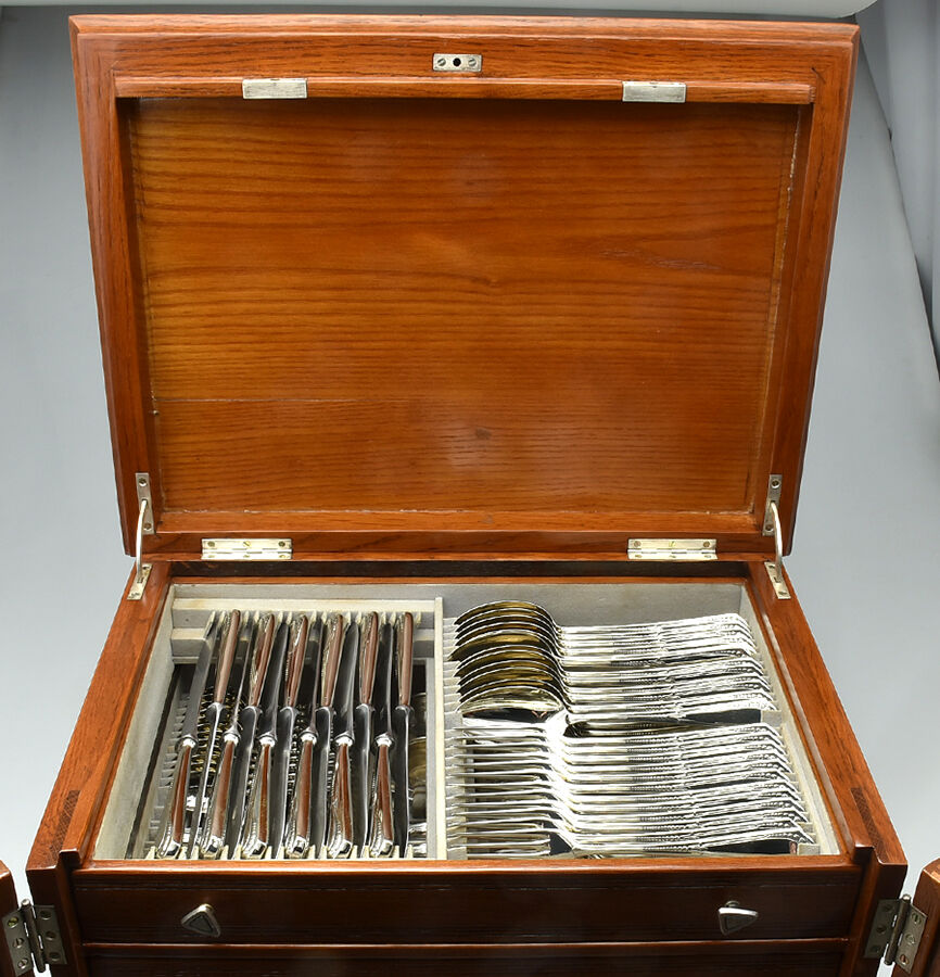 Roses-Roschen (Silverplate) 97 Piece Estate Set with Chest by WMF Flatware-4