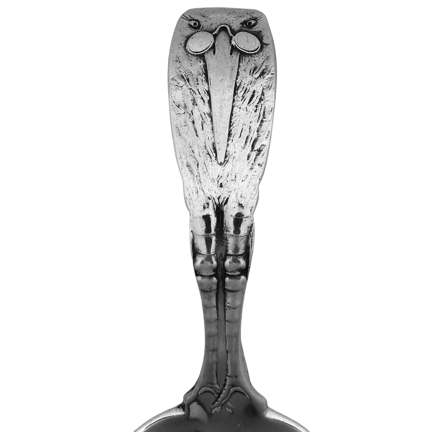 Stork (Sterling) Curved Handle Baby Spoon by Whiting Manf Co-2