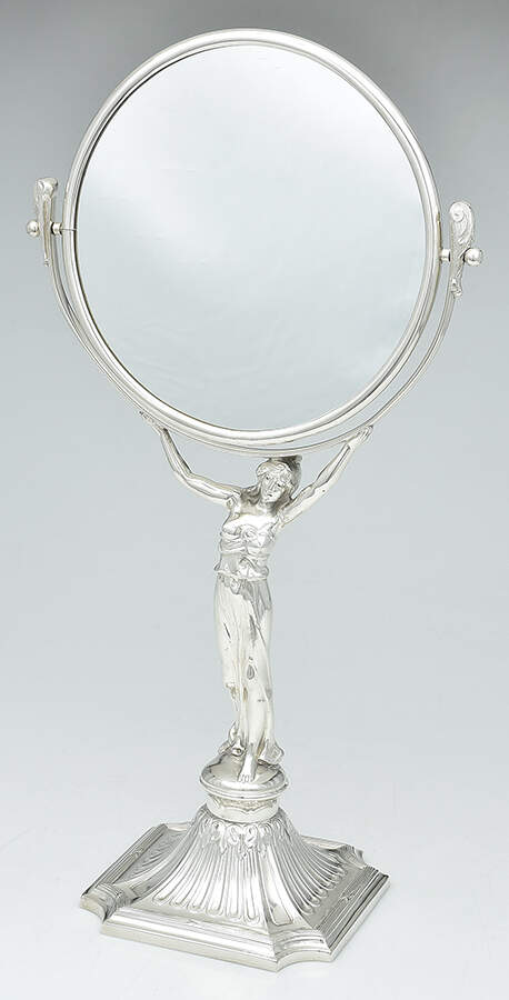 Silverplate Hollowware Standing Vanity Mirror by Badische-1