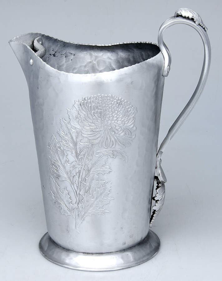 Chrysanthemum (Aluminum, Hollowware) Ice Lip Water Pitcher by Continental Silver-1