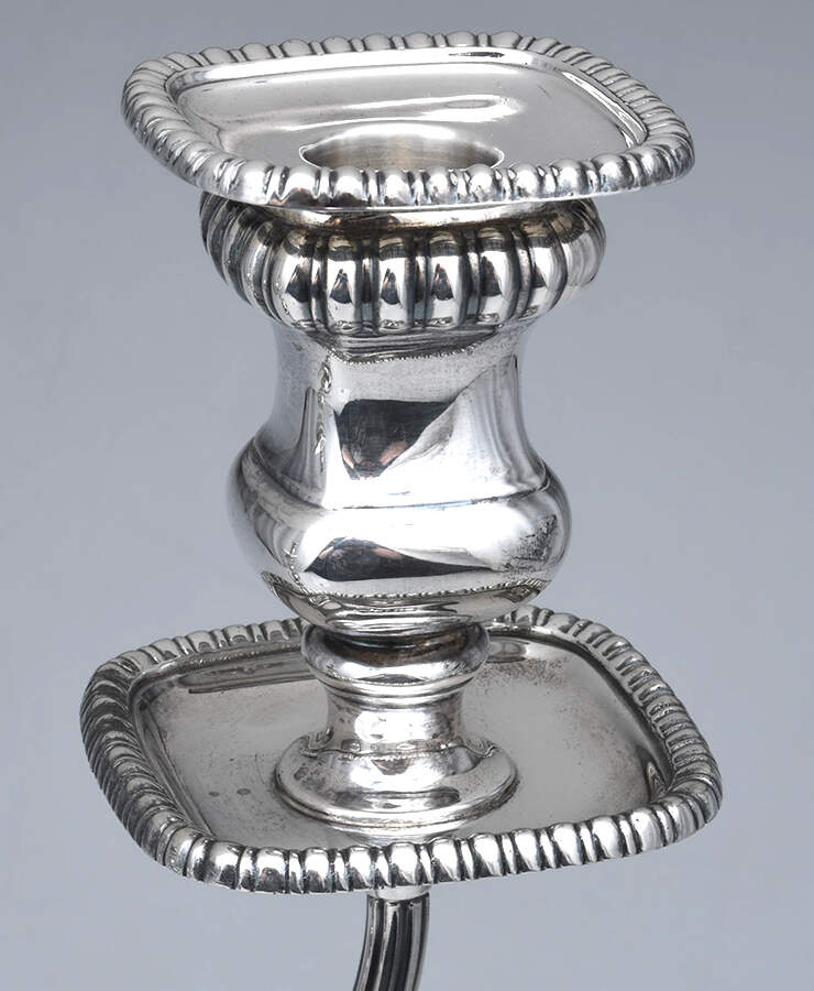 41636 (Sterling, Hollowware) Pair of 3 Light Weighted Candelabra with Bobech by Gorham Silver-2