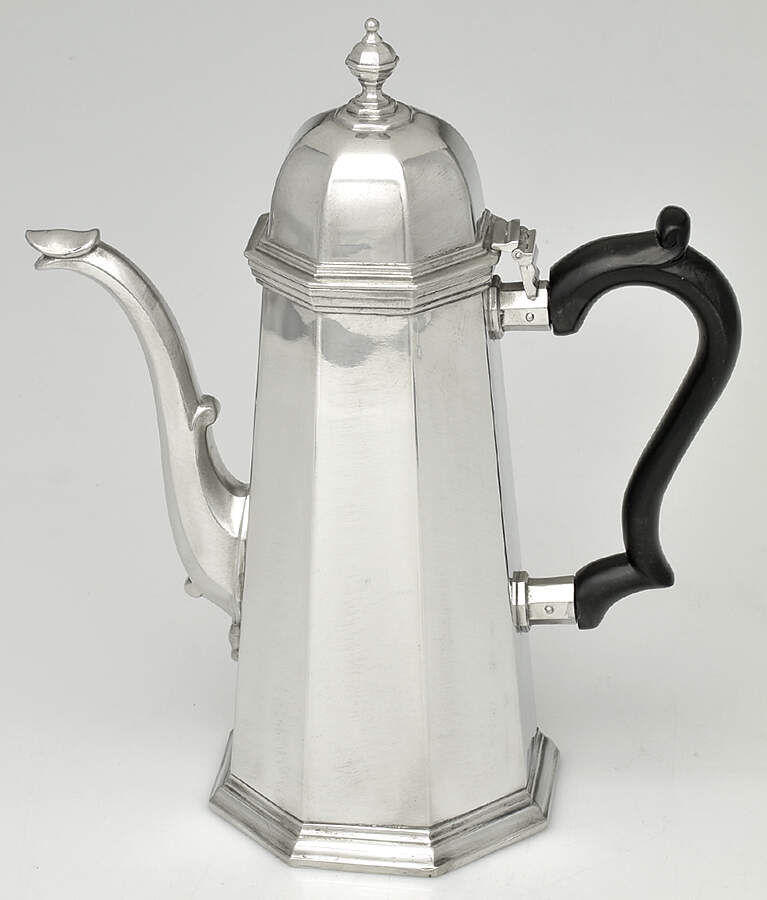 Williamsburg (Pewter, Hollowware) Black Handle Coffee Pot by Kirk Stieff-1
