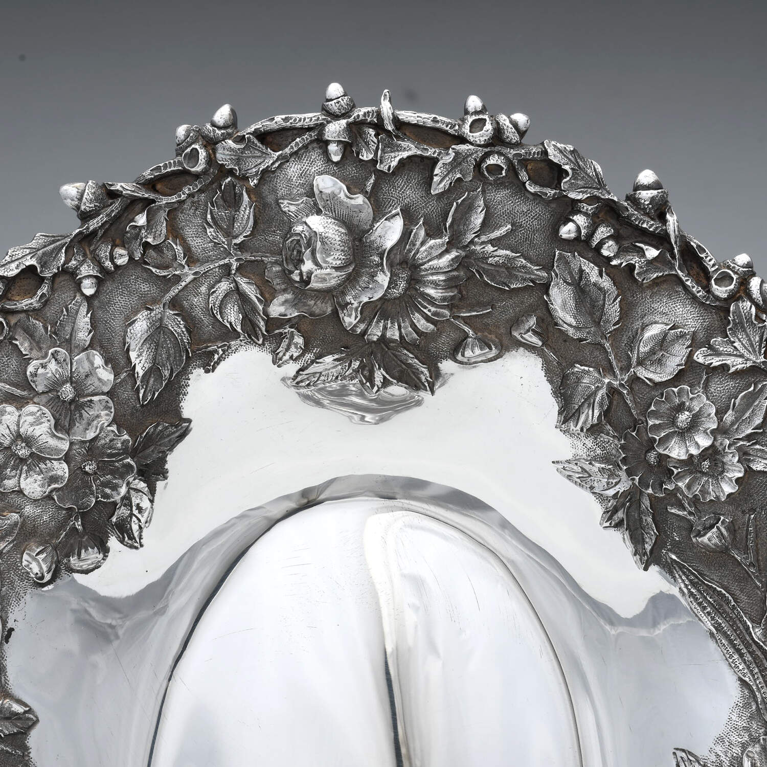 Repousse-Full Chased-Hand Chased 11" Oval Vegetable Bowl by Kirk Stieff-2